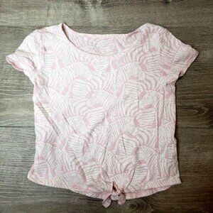 Gap kids Zebra Print Pink Knotted front T-Shirt size xs kids 4-5t